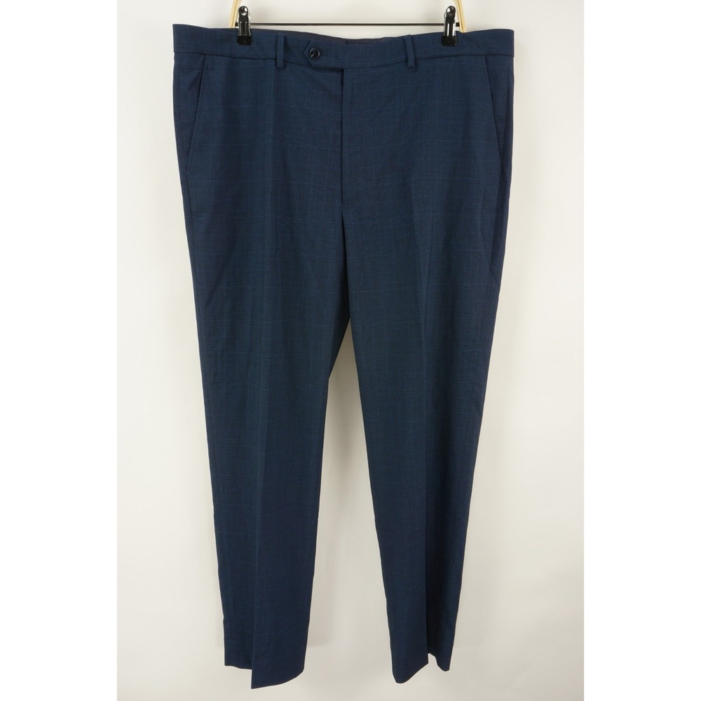 New Nautica Gaff Performance Stretch Travel Dress Pants Men's 41 x 32 Blue Plaid
